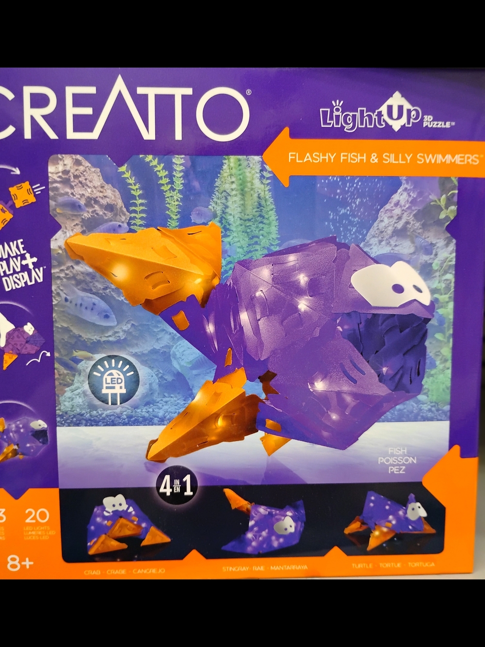 CREATTO Light Up Flashy Fish Puzzle - Purple & Orange